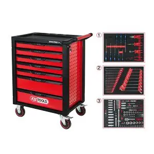 RADIONIČKA KOLICA S ALATOM 7 LADICA 215-DIJELNI 3 LADICE S UMETCIMA ALATA